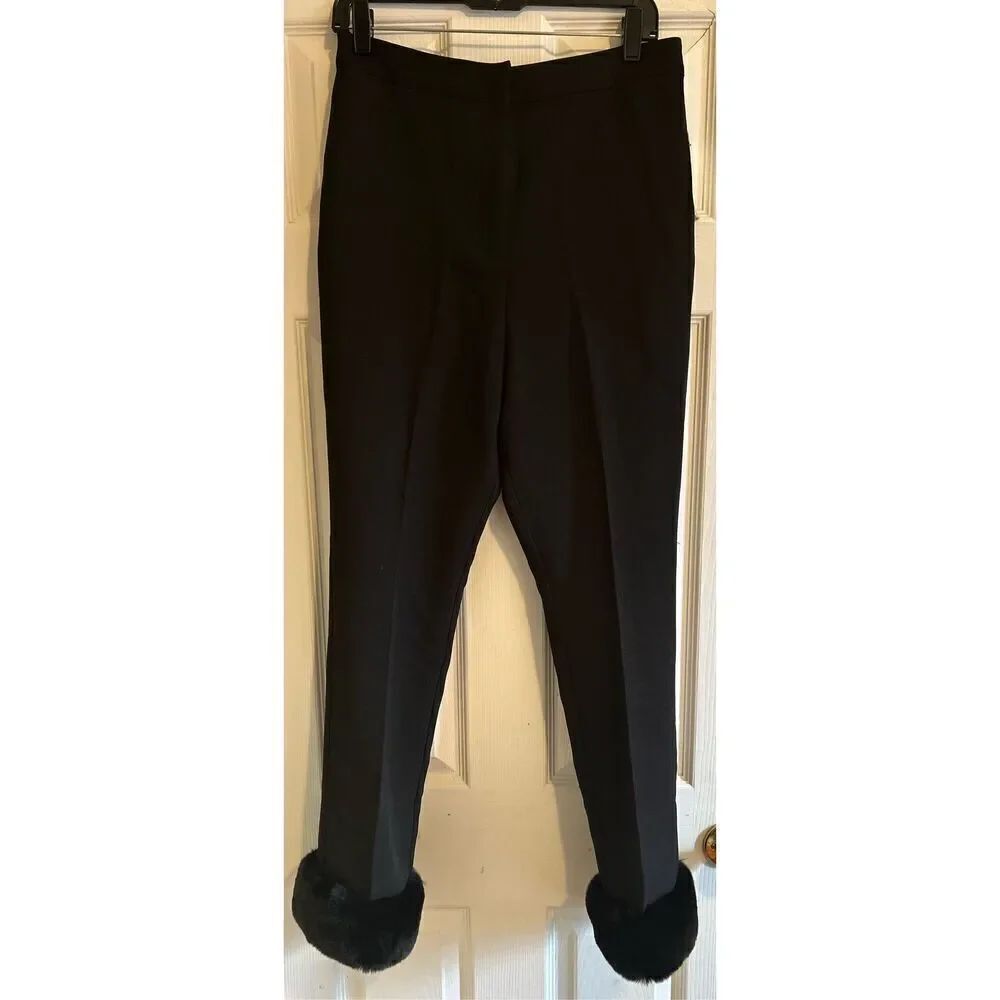 Danielle Bernstein Faux Fur Hem Pants Size 8
